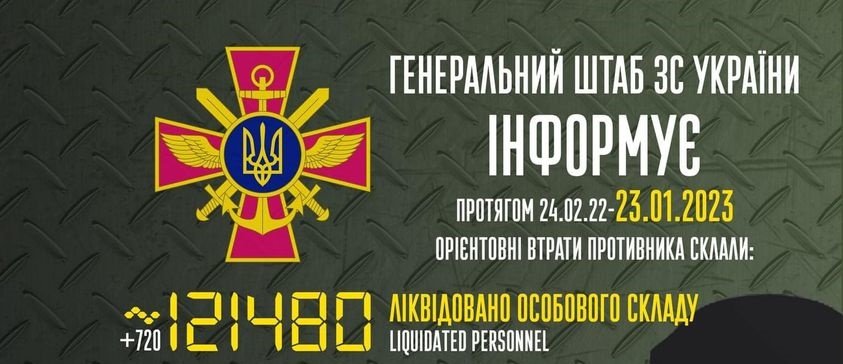 Загальні втрати ворога з 24.02.2022 по 23.01.2023