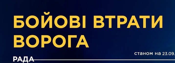 Загальні бойові втрати противника з 24.02 по 23.09 