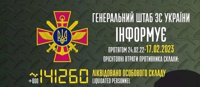 Загальні втрати ворога з 24.02.2022 по 17.02.2023 