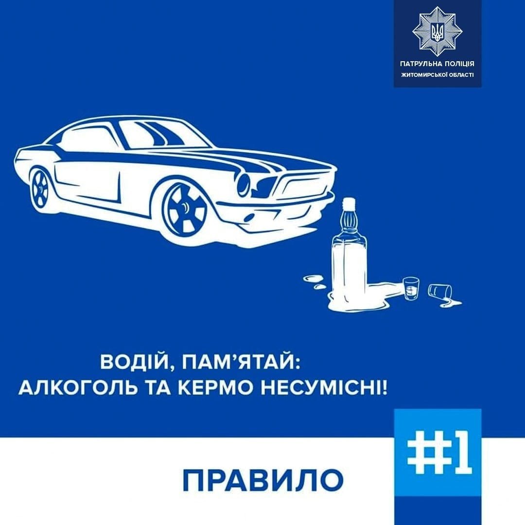 На Житомирщині патрульні за минулу добу оформили матеріали на 4-ох водіїв, які керували авто з ознаками сп'яніння, фото-1
