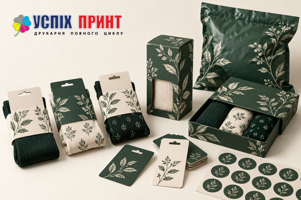Друк бірок, етикеток та упаковки для шкарпеток, одягу й інших товарів Друк бірок, етикеток та упаковки для шкарпеток, одягу й інших товарів